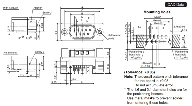Mechanical Drawing - Omron Electronics XM3K-N D-Sub Connector Plugs